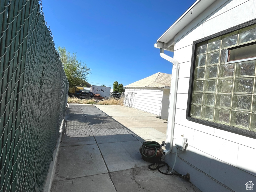 View of home\\\\\\\'s exterior featuring a patio