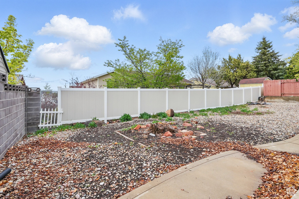 View of fenced backyard