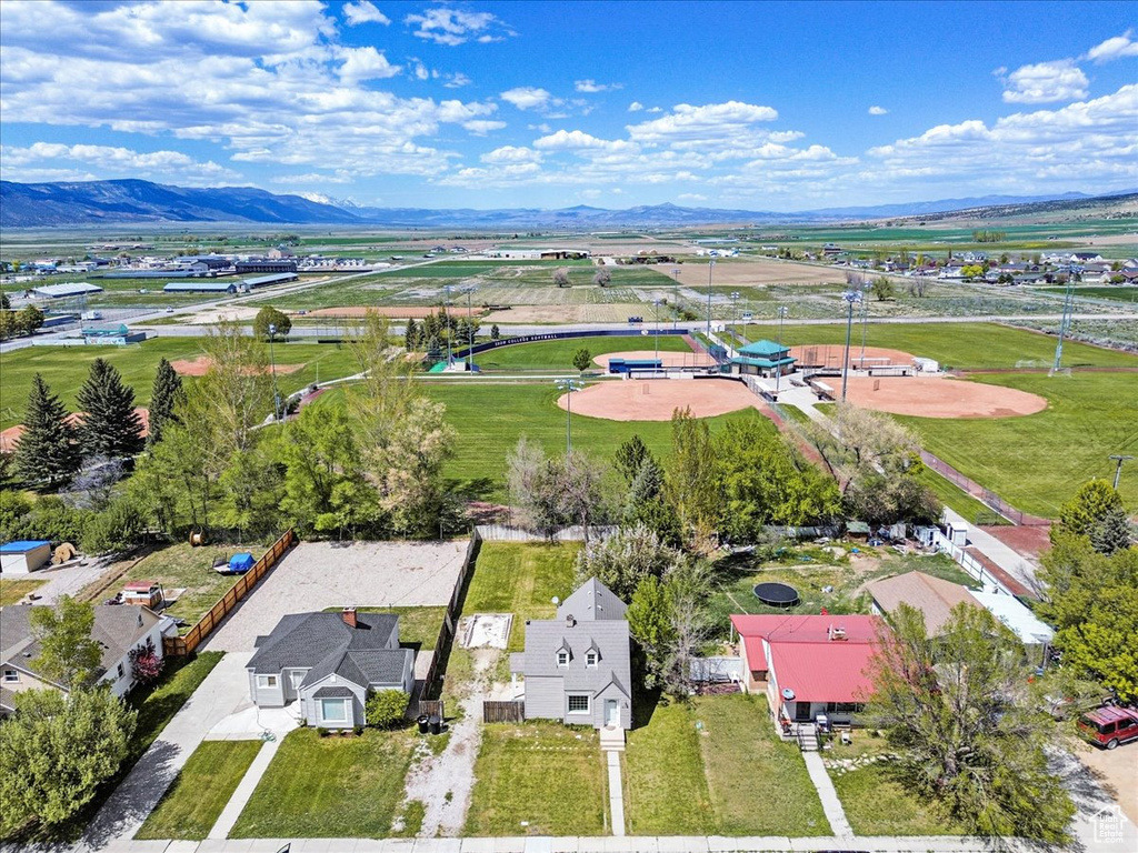 Aerial view of a mountainous background