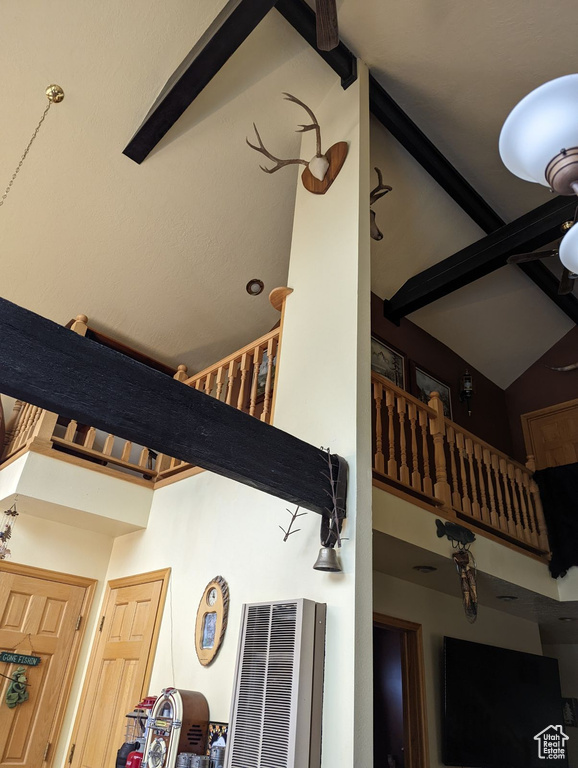 Detailed view of a heating unit and beam ceiling