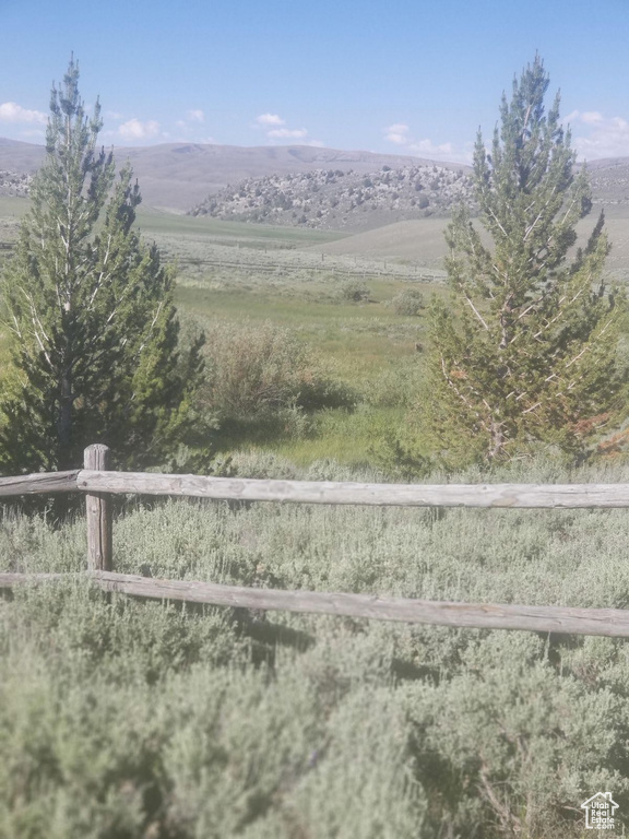 View of mountain background featuring rural landscape