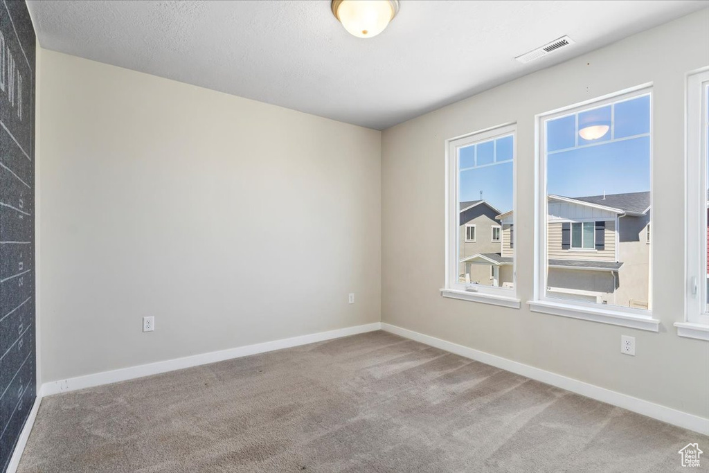 Carpeted empty room with baseboards