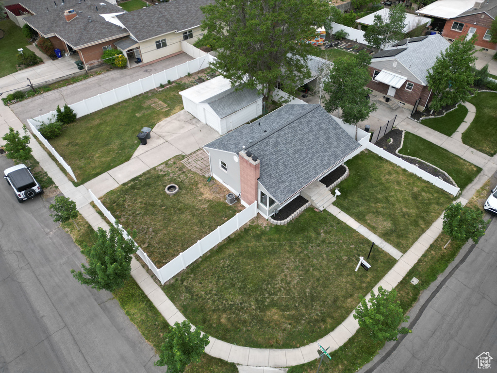 Aerial perspective of suburban area