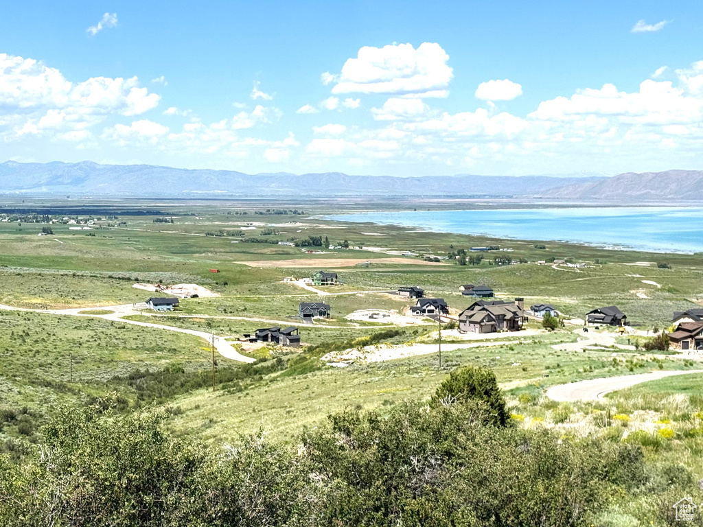 Drone / aerial view of a water and mountain view