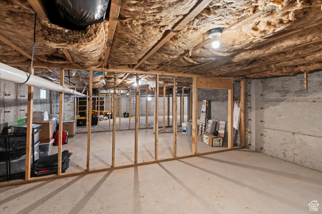 View of unfinished basement