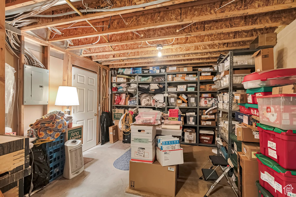 Storage area with electric panel