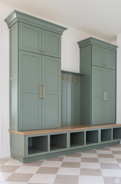 Mudroom with light flooring