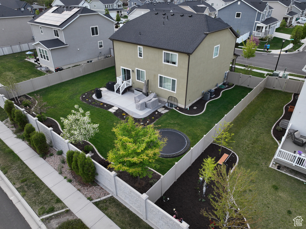 Aerial perspective of suburban area
