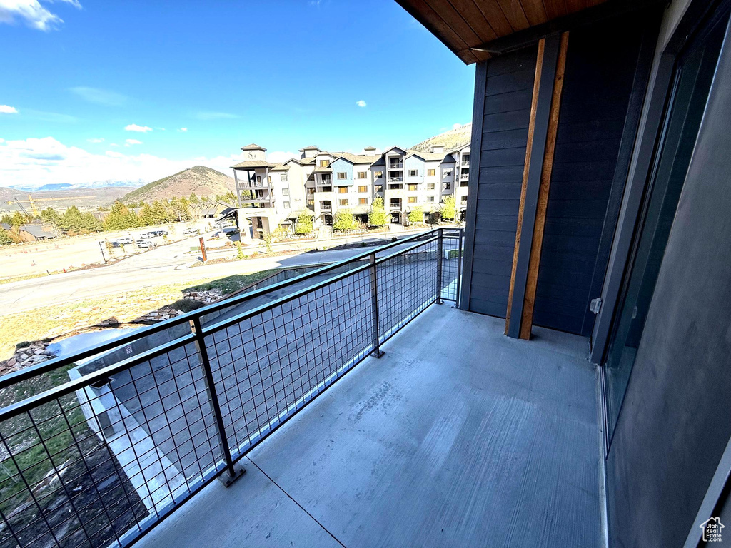 Balcony with a mountain view