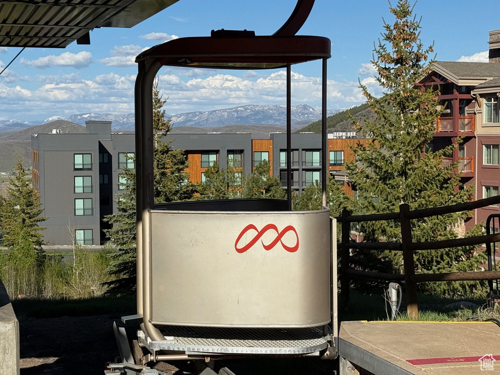 Exterior space with a mountain view