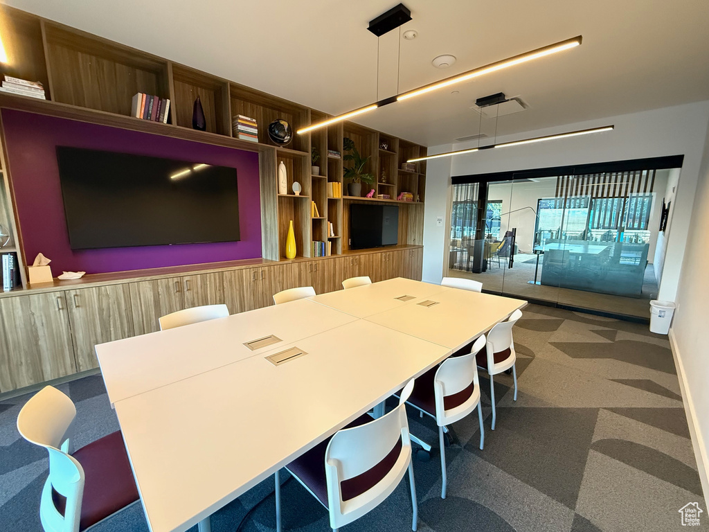 View of carpeted dining area