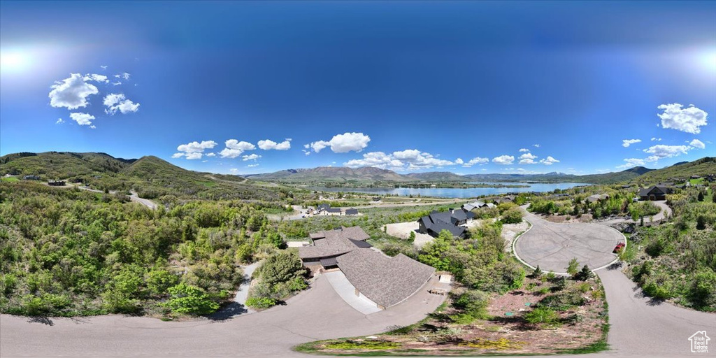 Drone / aerial view of a water and mountain view