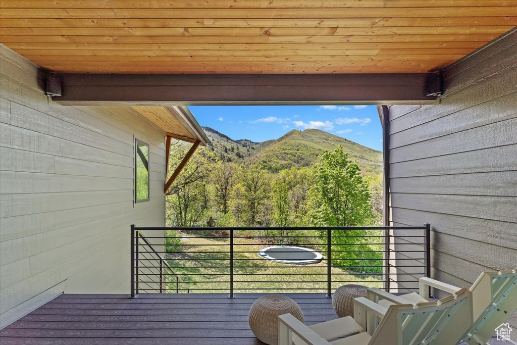 Balcony with a mountain view