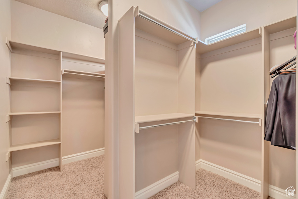 Walk in closet featuring carpet