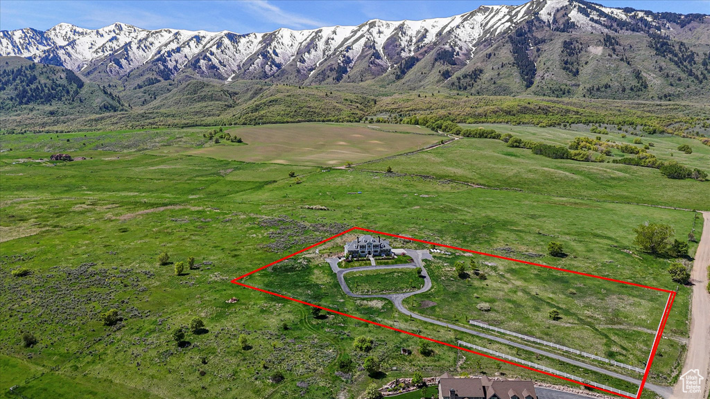 View of property location featuring property parcel outlined and a mountain backdrop