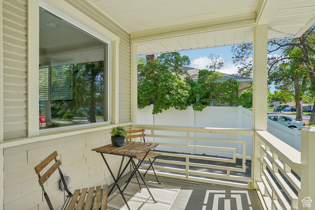 Balcony featuring a porch