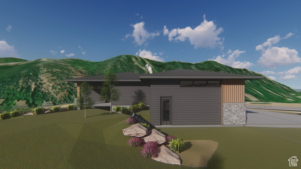 View of front of home with stone siding