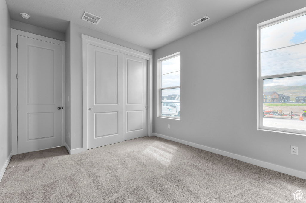 Unfurnished bedroom with carpet, baseboards, and a closet
