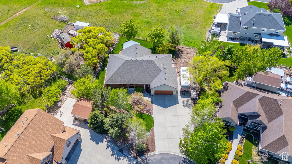 Aerial perspective of suburban area