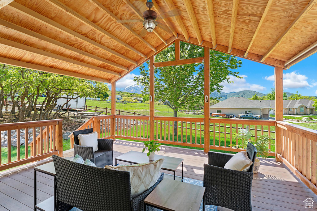 Deck with a mountain view
