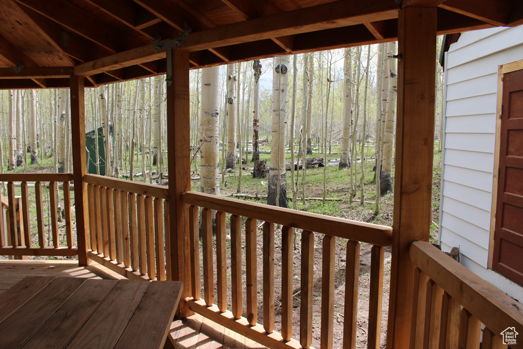 Deck with a view of trees
