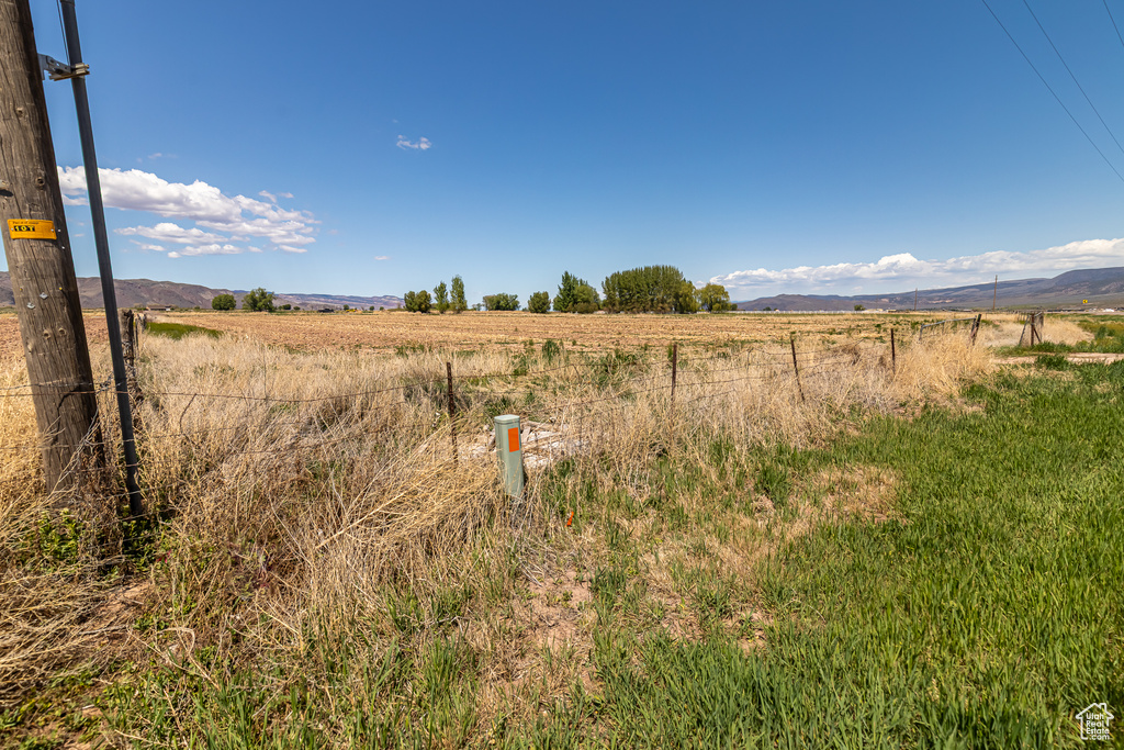 View of yard with a rural view and a mountain view