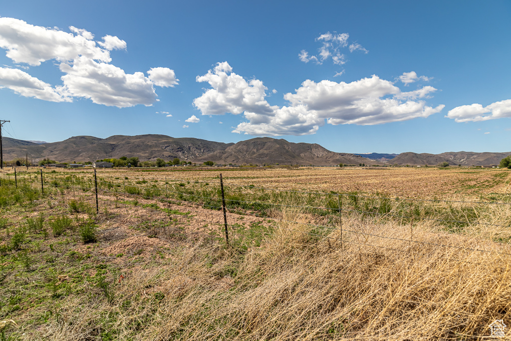 View of mountain background featuring rural landscape