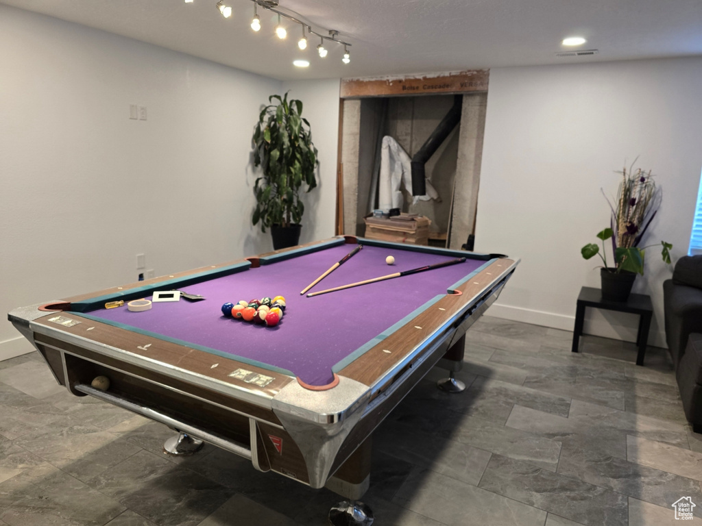 Recreation room featuring billiards and baseboards