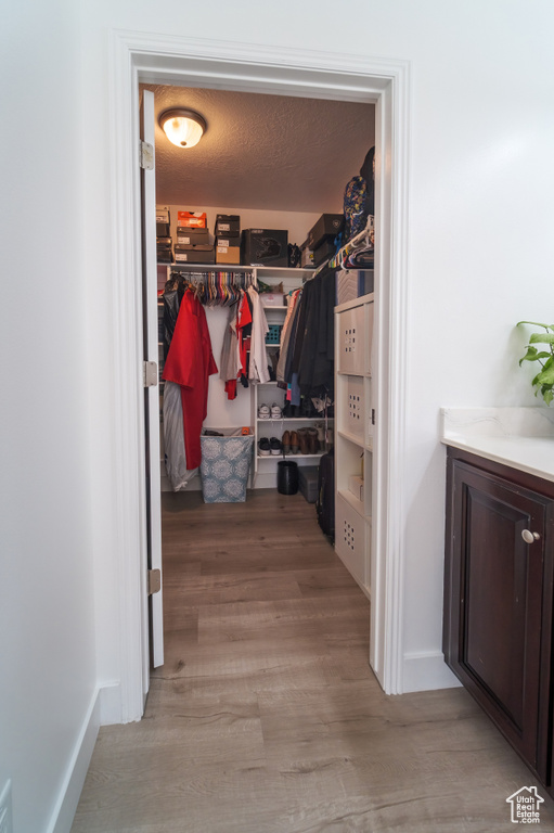 Walk in closet featuring light wood-style floors