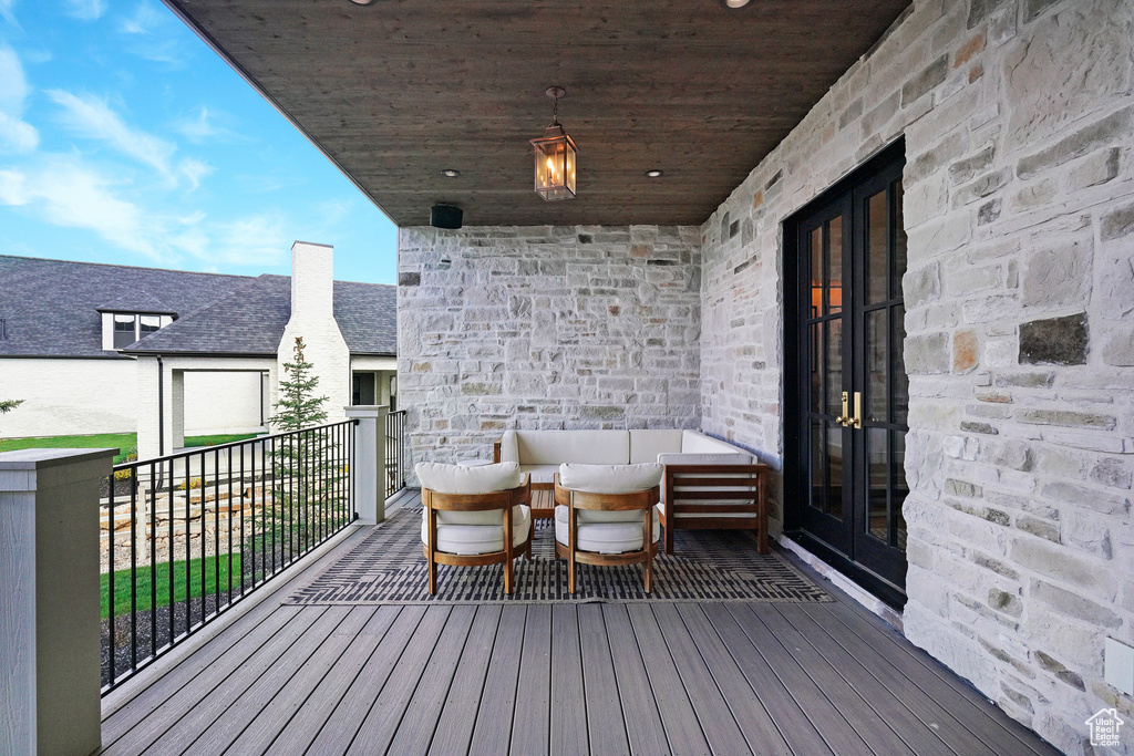 Wooden deck with french doors