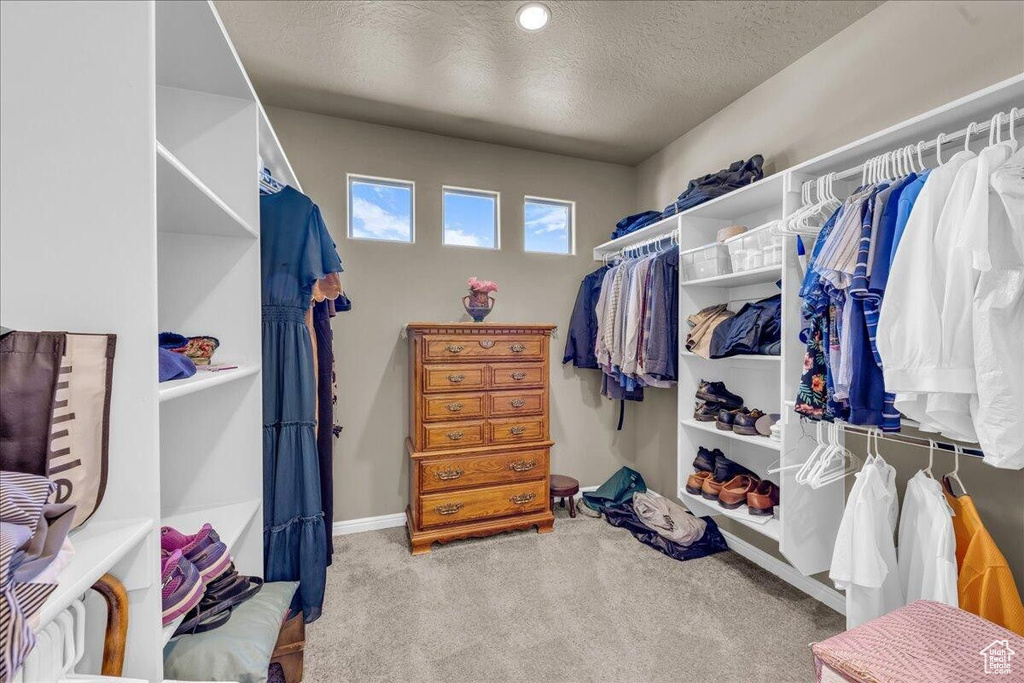 Walk in closet featuring carpet floors