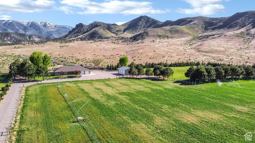 View of mountain background with rural landscape