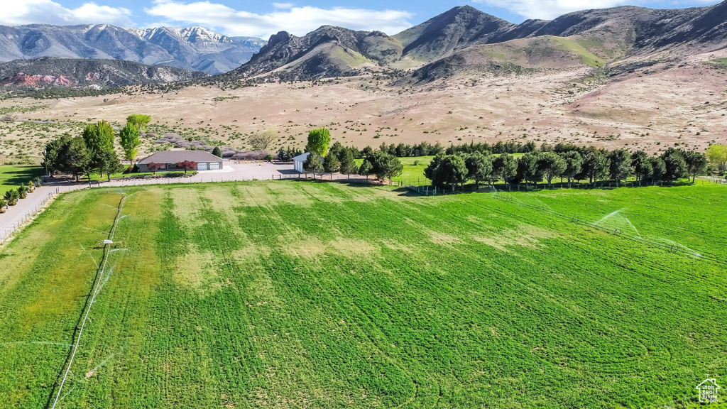 View of mountain background featuring rural landscape