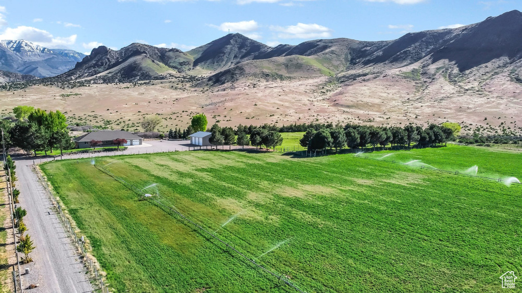 View of mountain background with rural landscape
