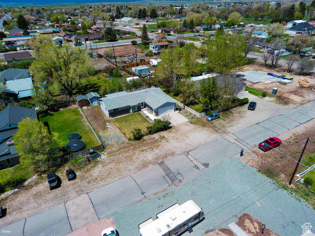 Aerial perspective of suburban area