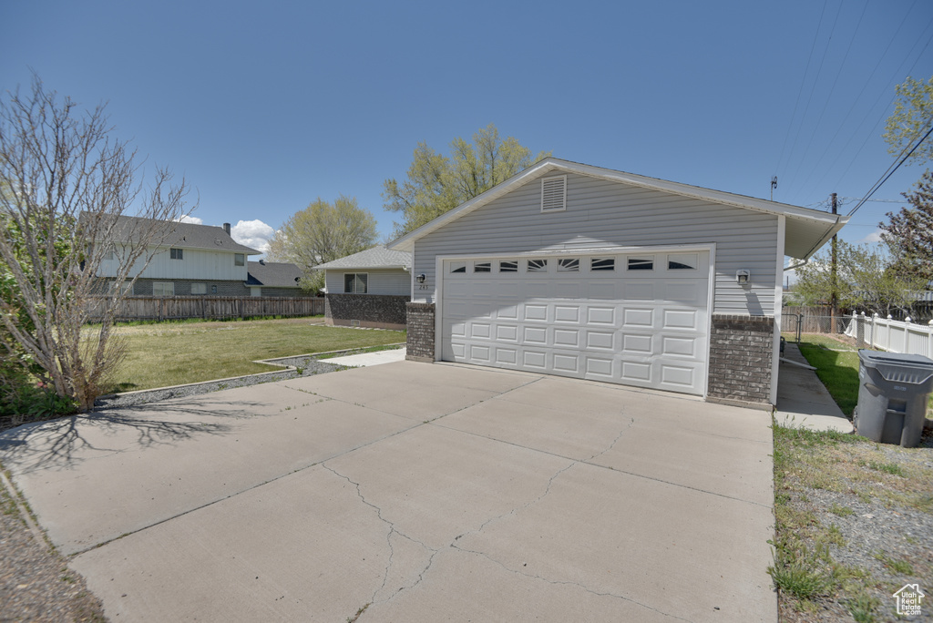 View of detached garage