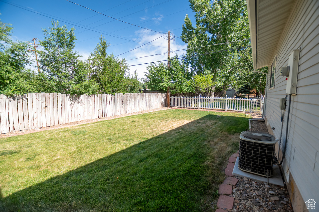 View of fenced backyard