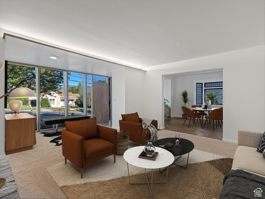 View of carpeted living room