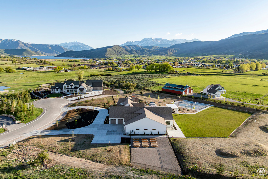 View from above of property featuring mountains