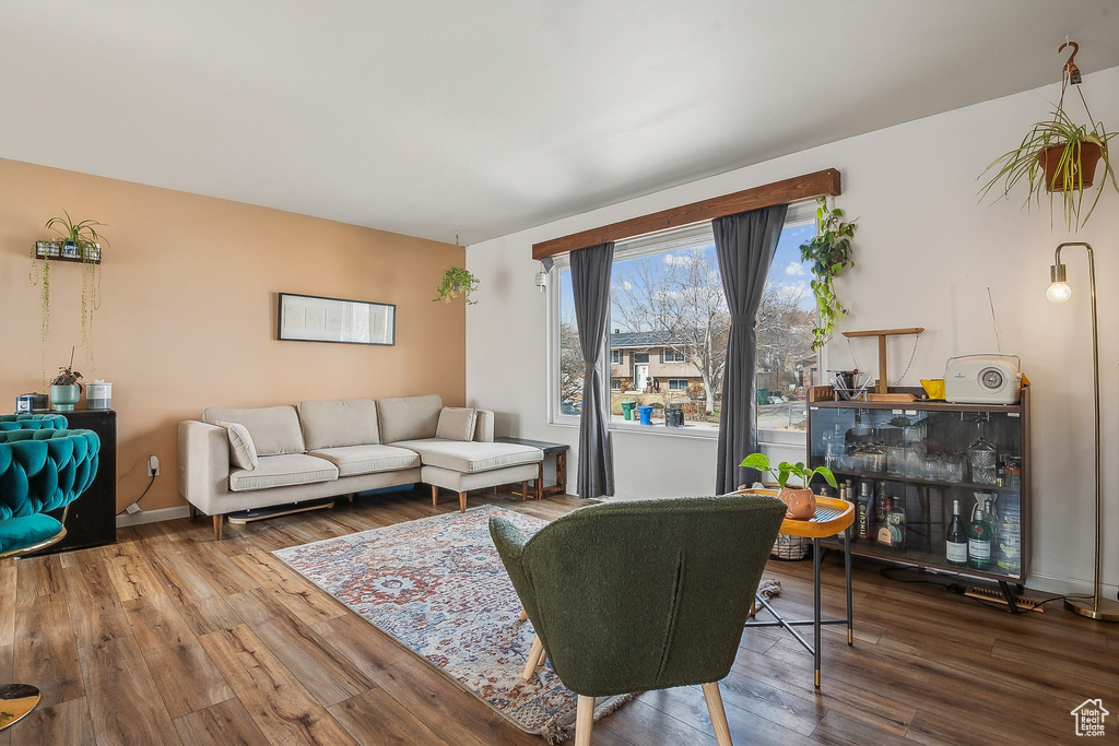 Living room with wood finished floors