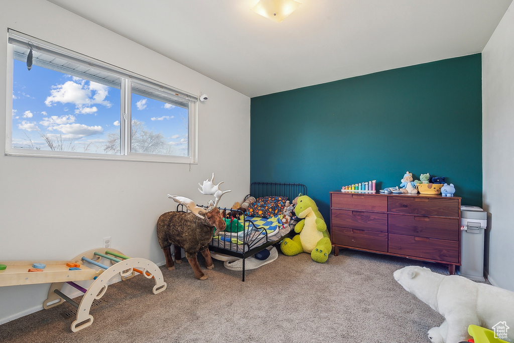 Bedroom with carpet floors