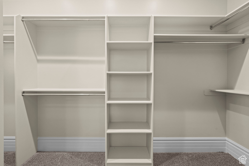 Spacious closet with carpet