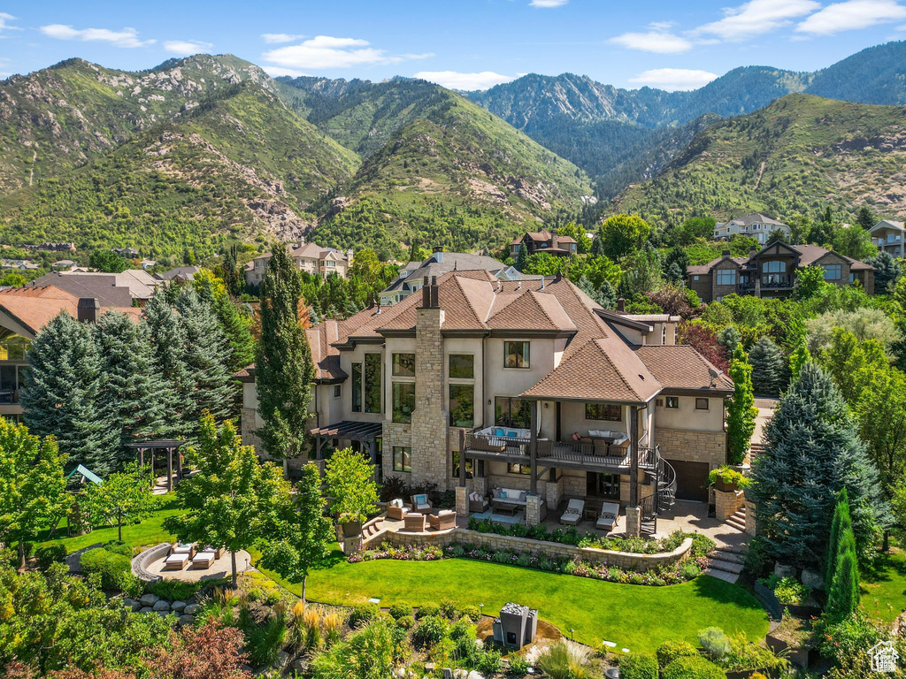 Exterior space featuring a mountain view