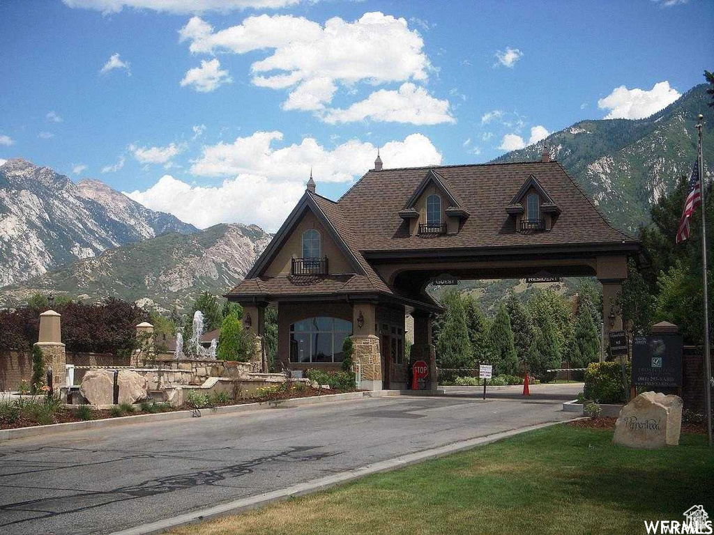 Exterior space with a mountain view
