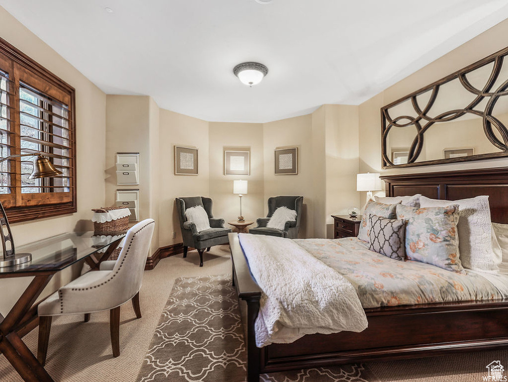 Bedroom featuring carpet