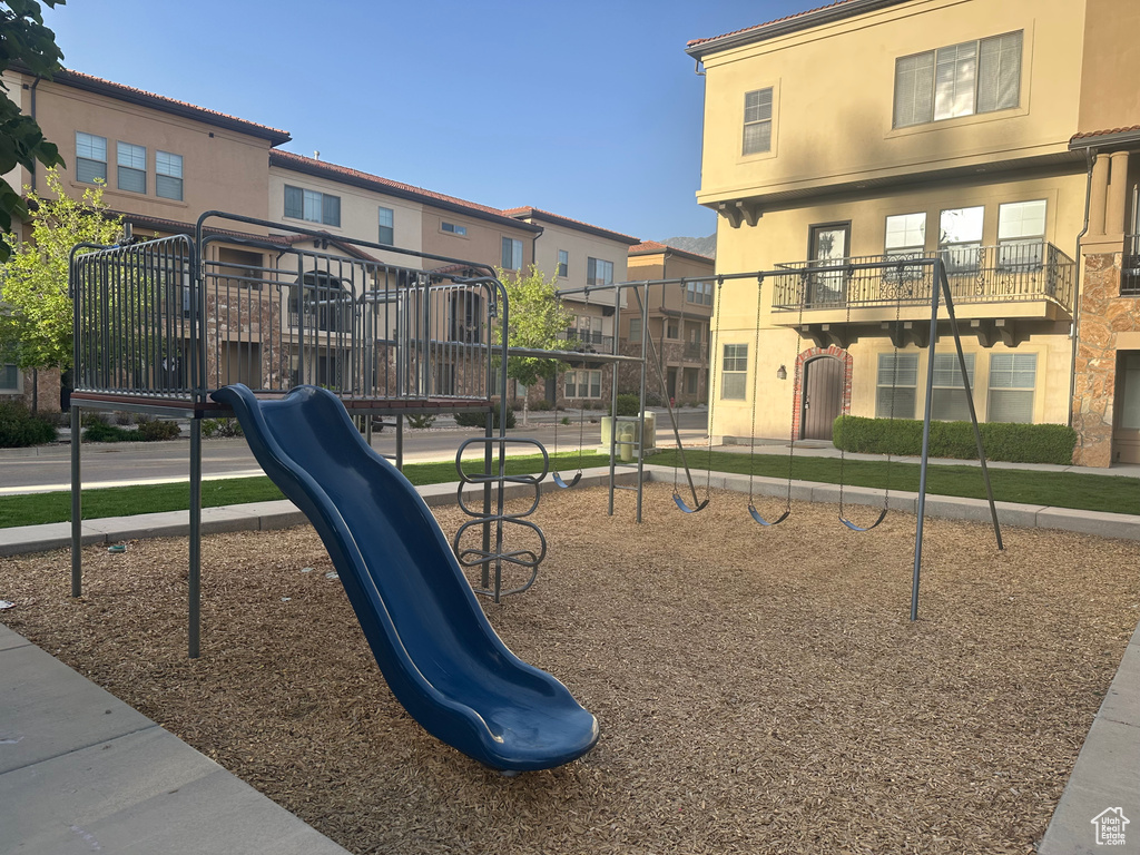 Community play area featuring a residential view