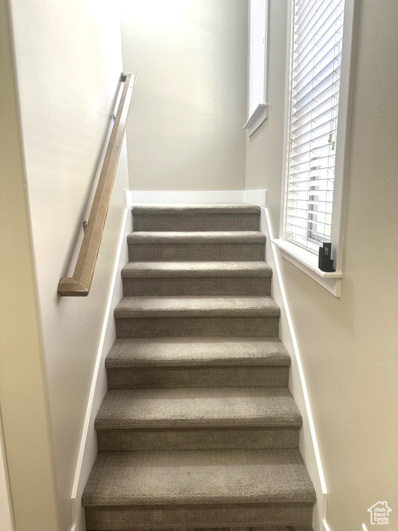 Stairs with healthy amount of natural light