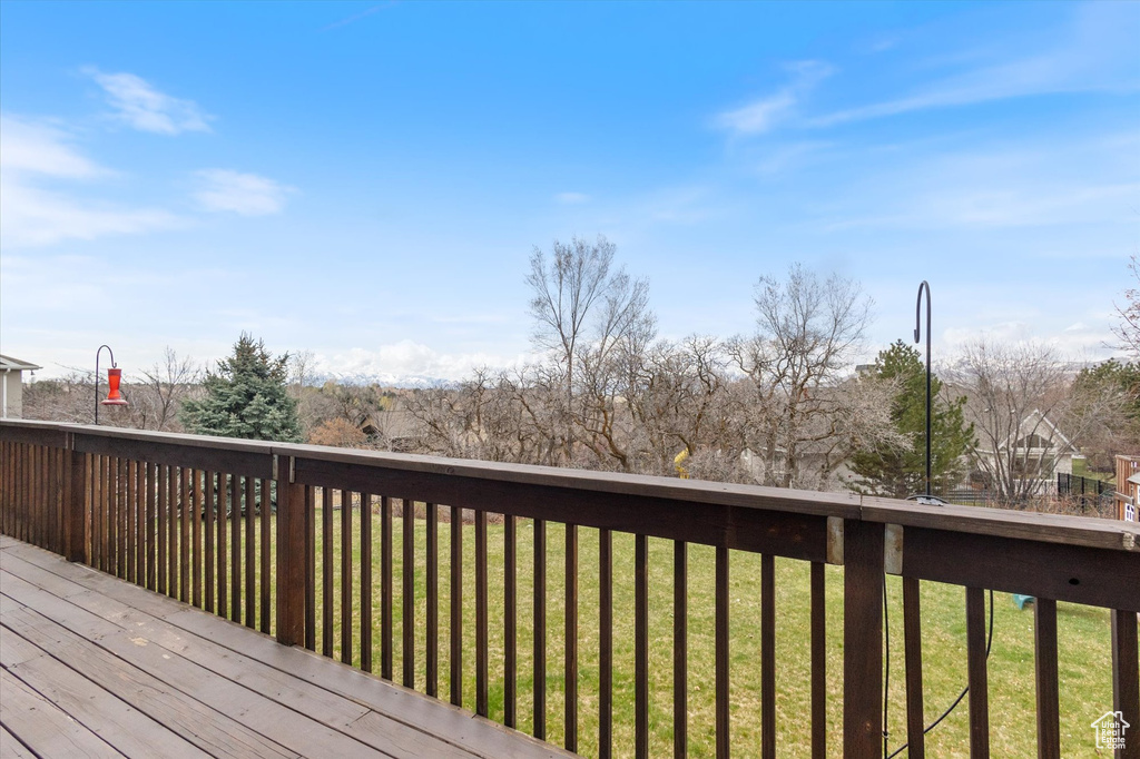 Wooden terrace with a lawn