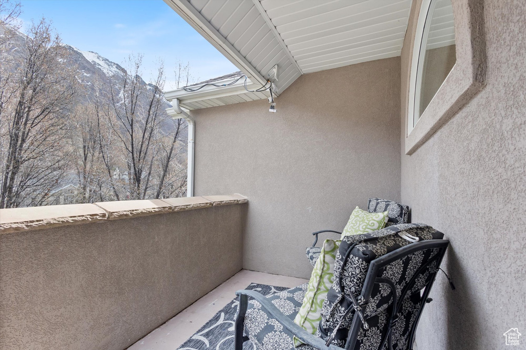 Balcony with a mountain view