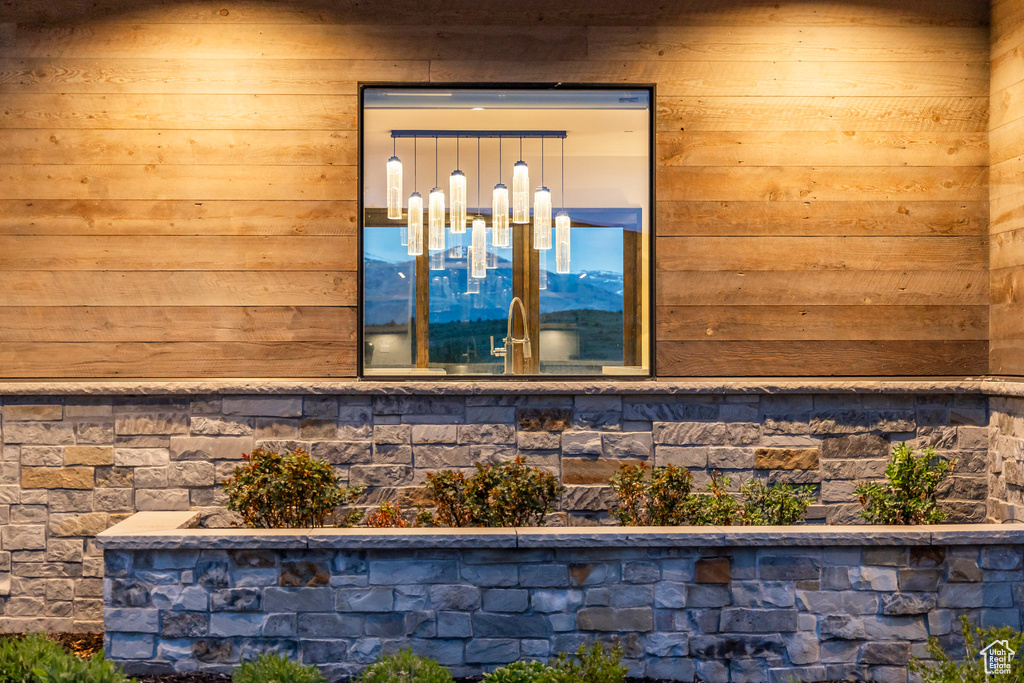 Exterior view of wood walls